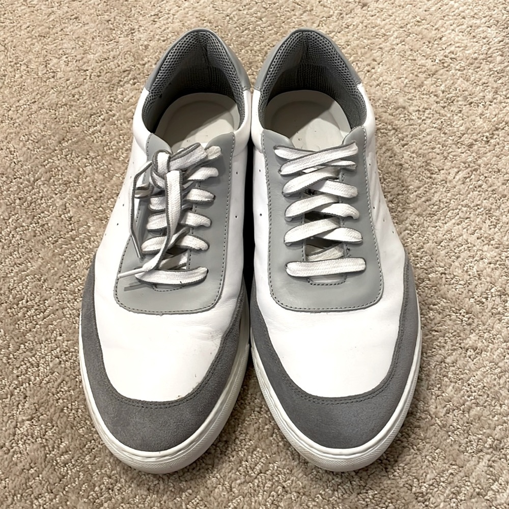 Men’s M. Gemi Sneakers: The Paolo, White & Grey, Size 12